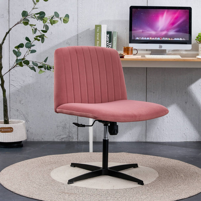 Pink Velvet Home Office Chair - No Wheels