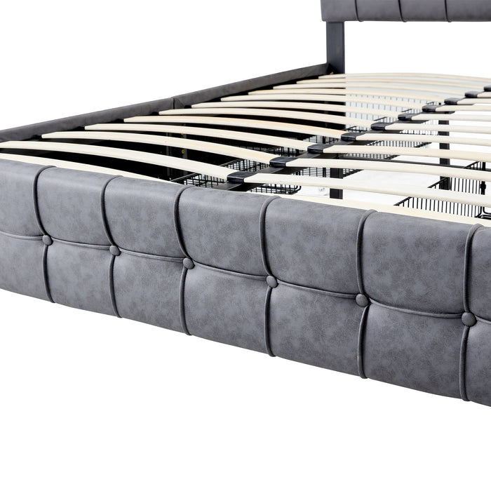 Hot Sale Queen Size Dark Grey Upholstered Platform Bed Frame  with Storage Drawers