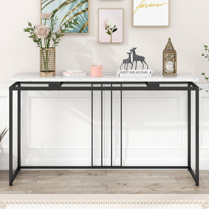 Modern Console Entryway Table for Entryway, Hallway, Living Room - White + Black