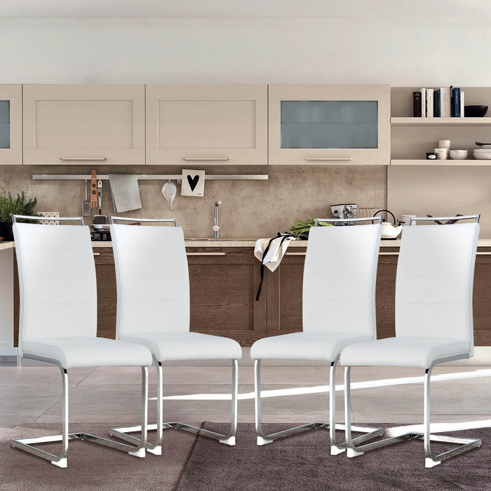 Modern Dining Chairs (Set of 4) ( White+PU)