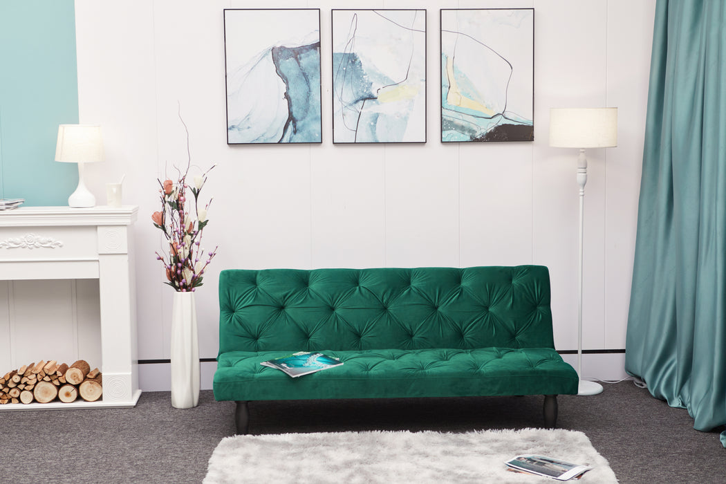 Green Velvet Sofa Bed - Green