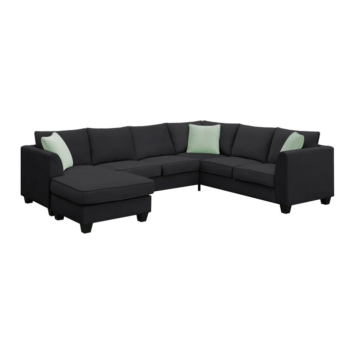 7 Seats Modular Sectional Sofa with Ottoman - Black