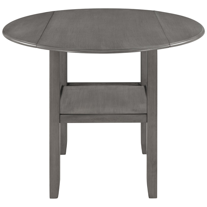 3-Piece Farmhouse Round Counter Height Kitchen Dining Table Set with Drop Leaf Table - Gray