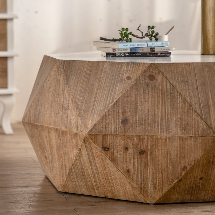 American Retro Style Coffee Table with White Tabletop - White + Oak