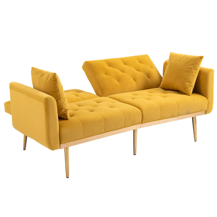 Modern Velvet  Sofa Futon - Mustard