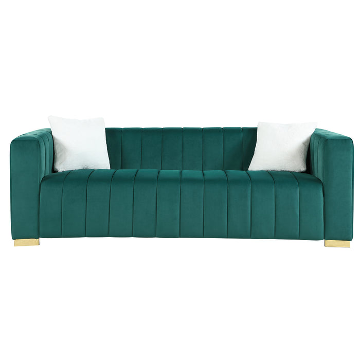 Modern Channel Chesterfield Sofa - Dark Green