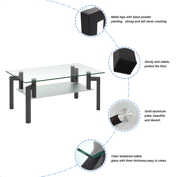 Rectangle Black Glass Coffee Table