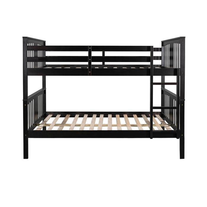 Full over Full Bunk Bed with Ladder  - Espresso