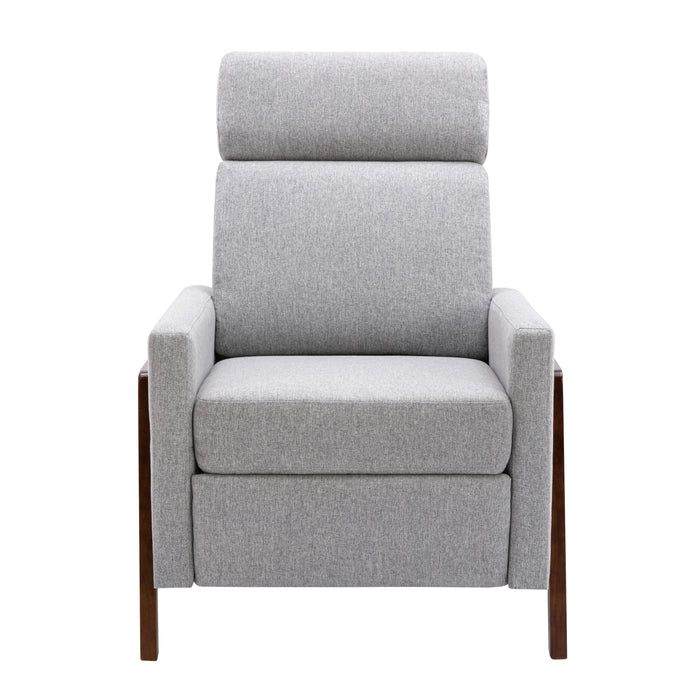 Wood Framed Upholstered Recliner Chair - Gray