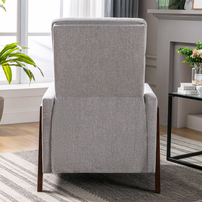 Wood Framed Upholstered Recliner Chair - Gray