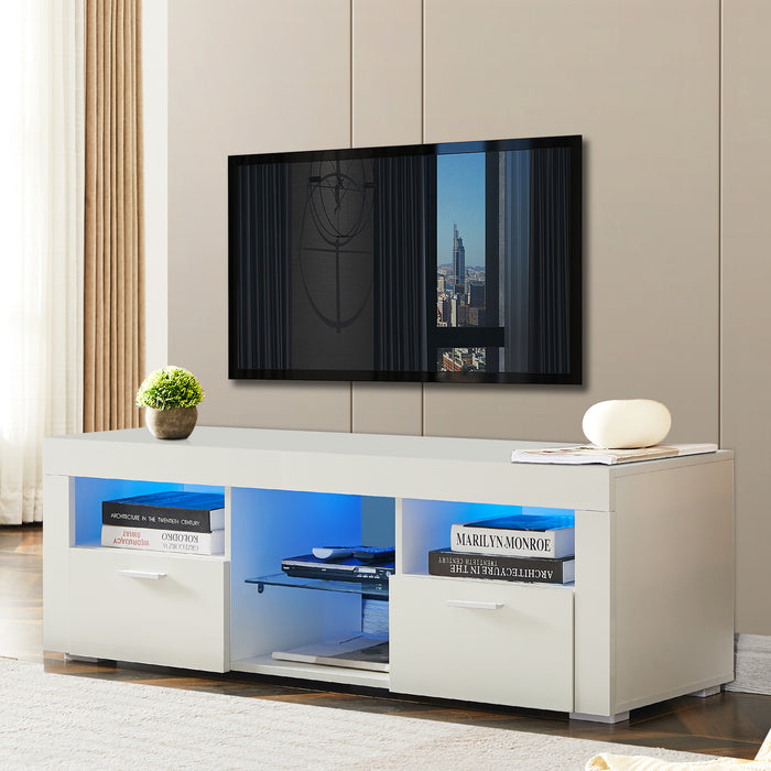 White morden TV Stand with LED Lighte:WHITE