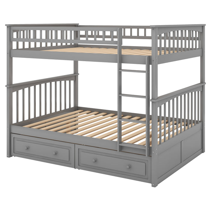 Full over Full Bunk Bed with Drawers