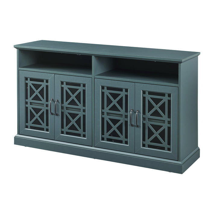 Wooden TV Console, Storage Buffet Cabinet ,- Dark Teal