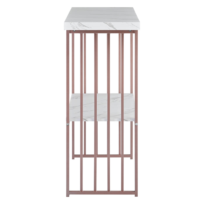 Modern Console Entryway Table Entryway, Hallway, Living Room - Pink + White