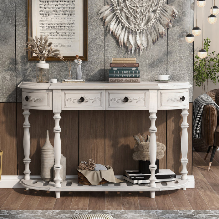 Modern and Contemporary Curved Console Table  for Hallway Living Room Bedroom - Antique White