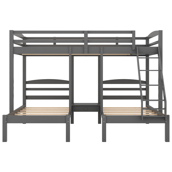 Full over Twin & Twin Bunk Bed, Triple Bunk Bed - Gray