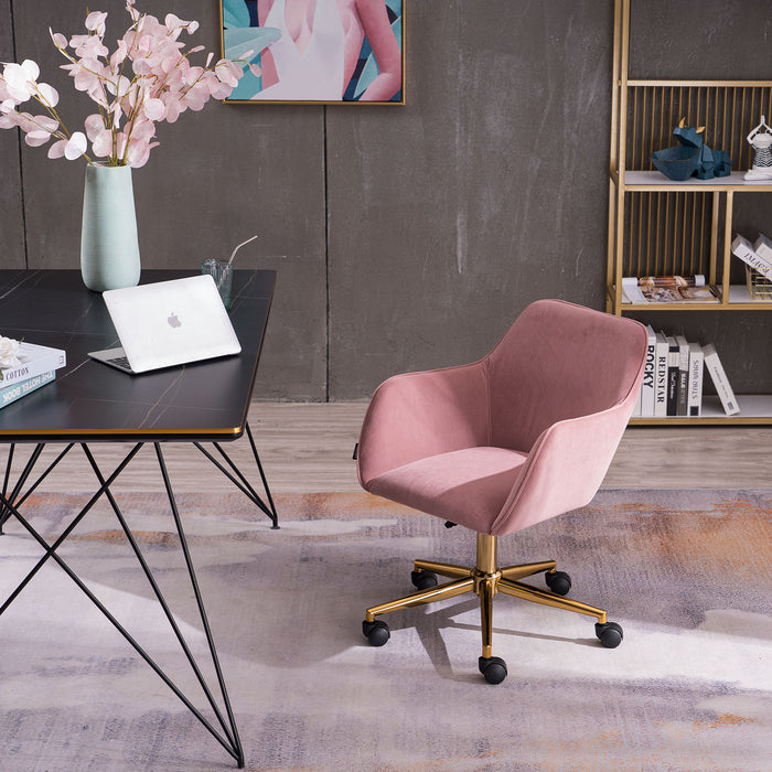 Modern Velvet Home Office Chair - Pink