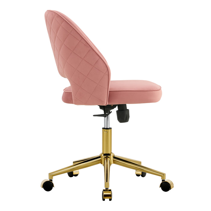 Modern Velvet Office Chairs, Adjustable 360 °Swivel Chair - Pink