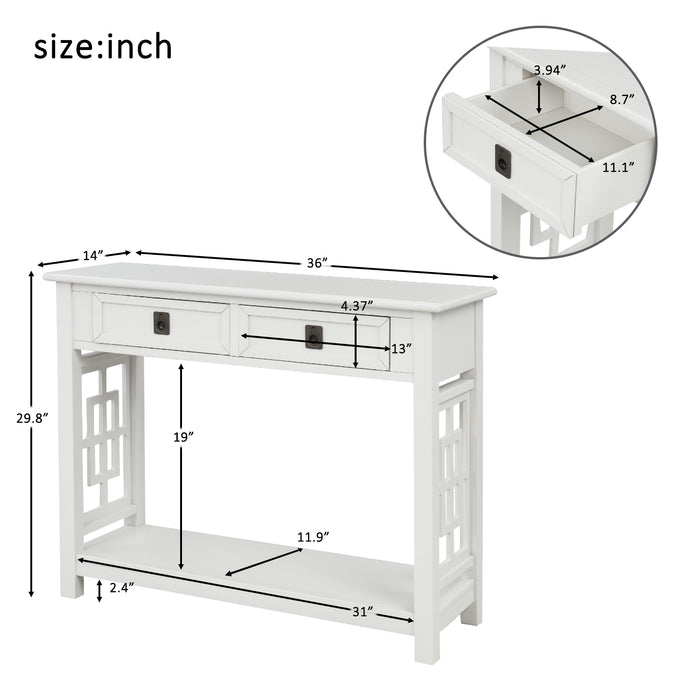 Entryway Accent Sofa Table - White