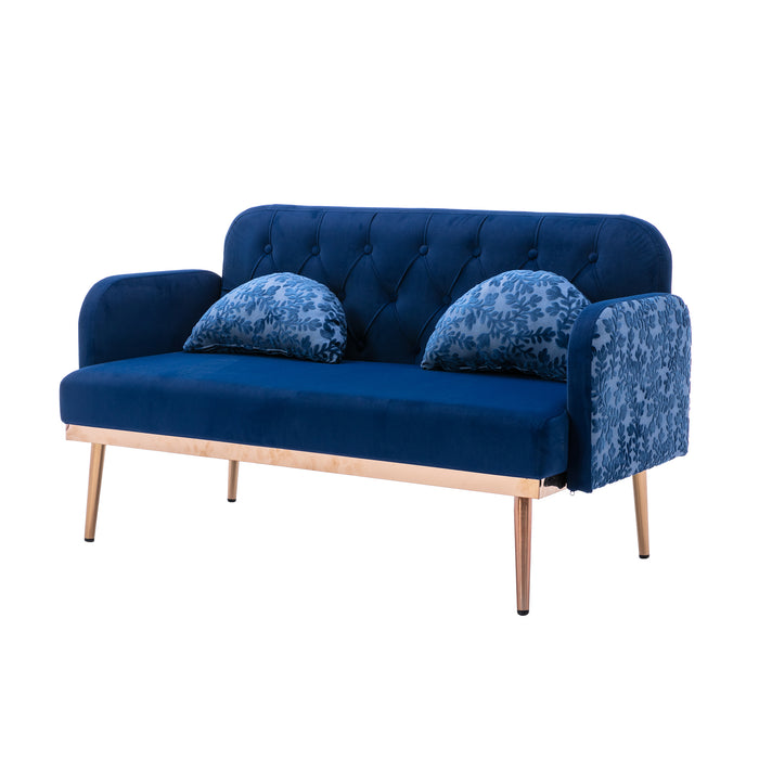 Modern Velvet  Sofa Futon - Navy