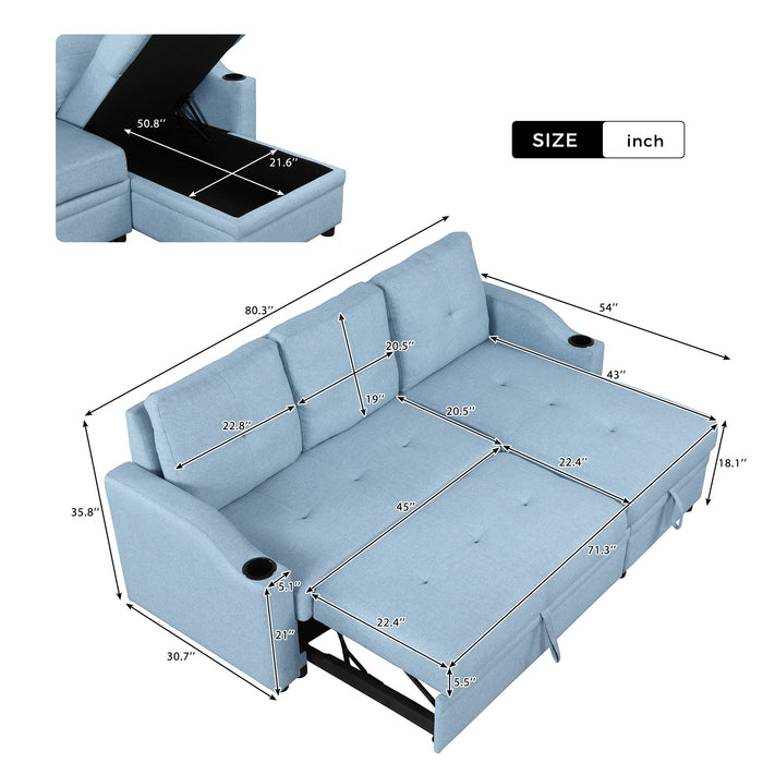 Pull Out Sofa Bed Modern Padded Upholstered Sofa Bed