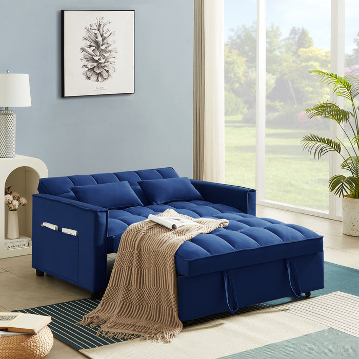 Modern Velvet Convertible Loveseat Sleeper - Blue