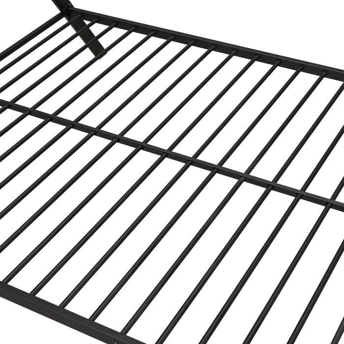 Tent Bed Frame Full Size Metal Floor, No Box Spring Needed Black