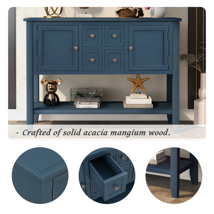 Console Table with Bottom Shelf - Light Navy