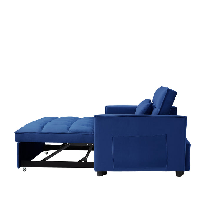 Modern Velvet Convertible Loveseat Sleeper - Blue