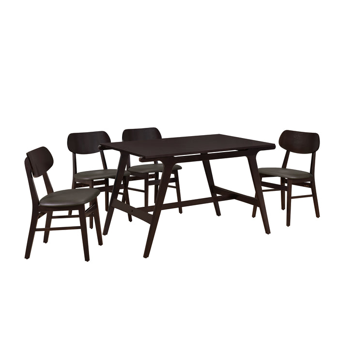 5-Piece Mid-Century Style Dining Table Set- (Wenge)