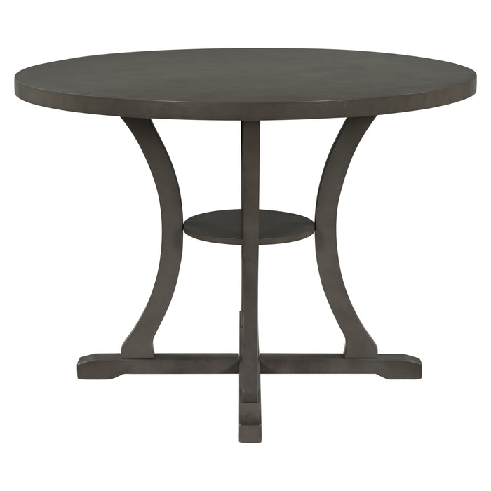 5-Piece Round Dining Table and Chair Set - Gray