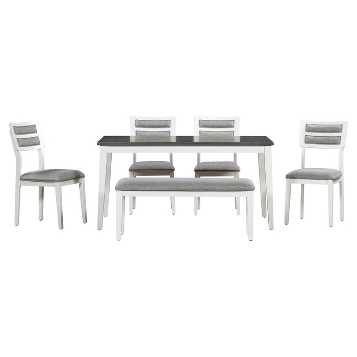 6-Piece Classic and Traditional Style Dining Set - White+Gray