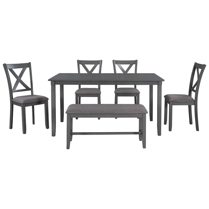 6-Piece Kitchen Dining Table Set - Gray