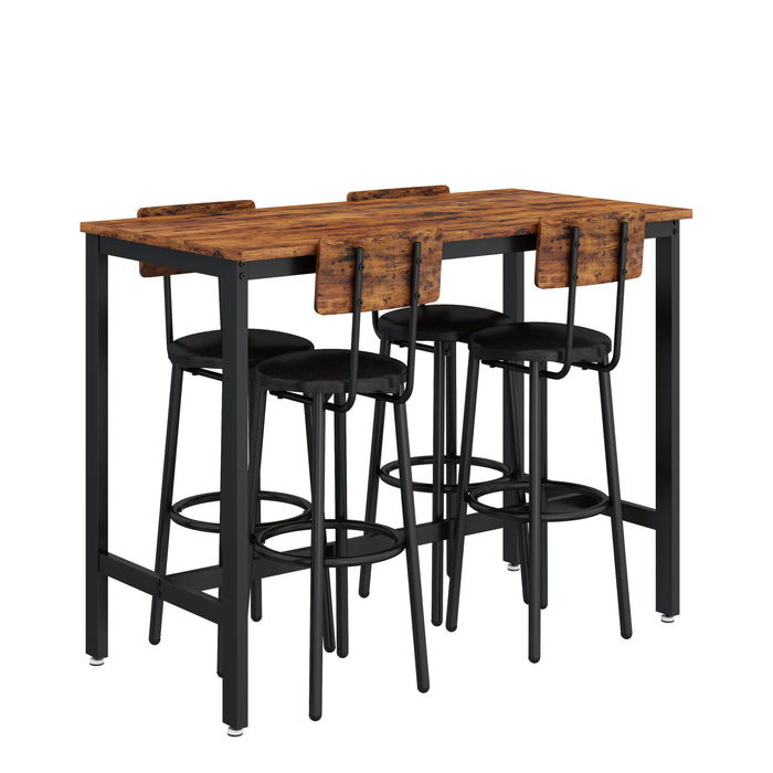 5- Piece Bar Table Set - Rustic Brown