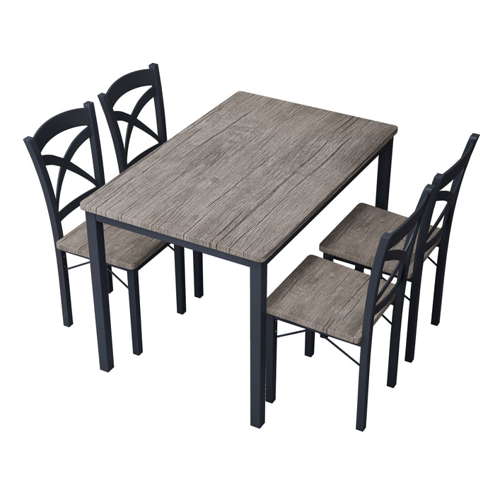 5-Piece Dining Table Set - Brown Gray