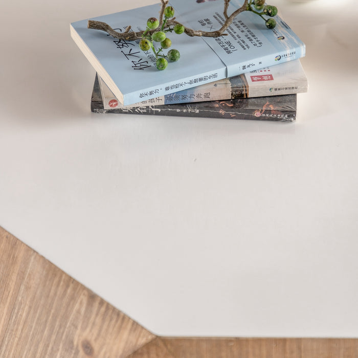 American Retro Style Coffee Table with White Tabletop - White + Oak