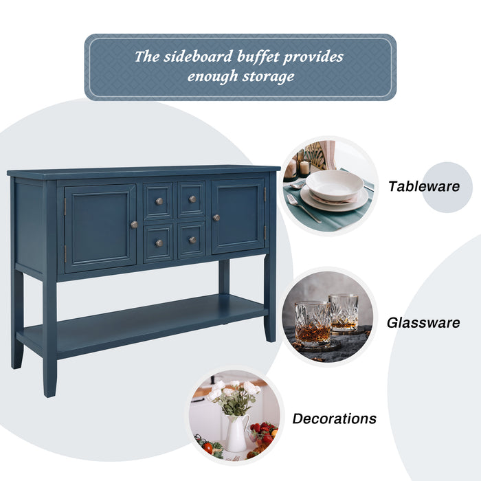 Console Table with Bottom Shelf - Light Navy