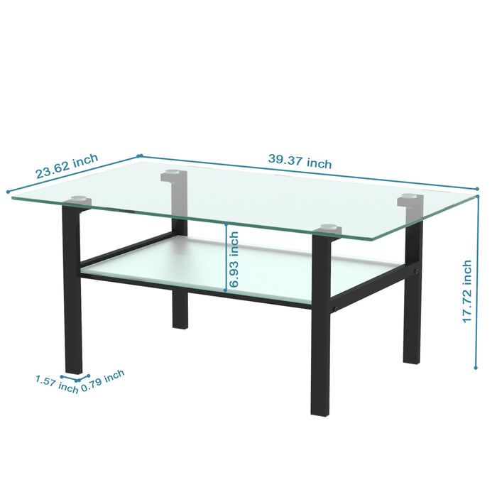 Transparent glass black coffee table