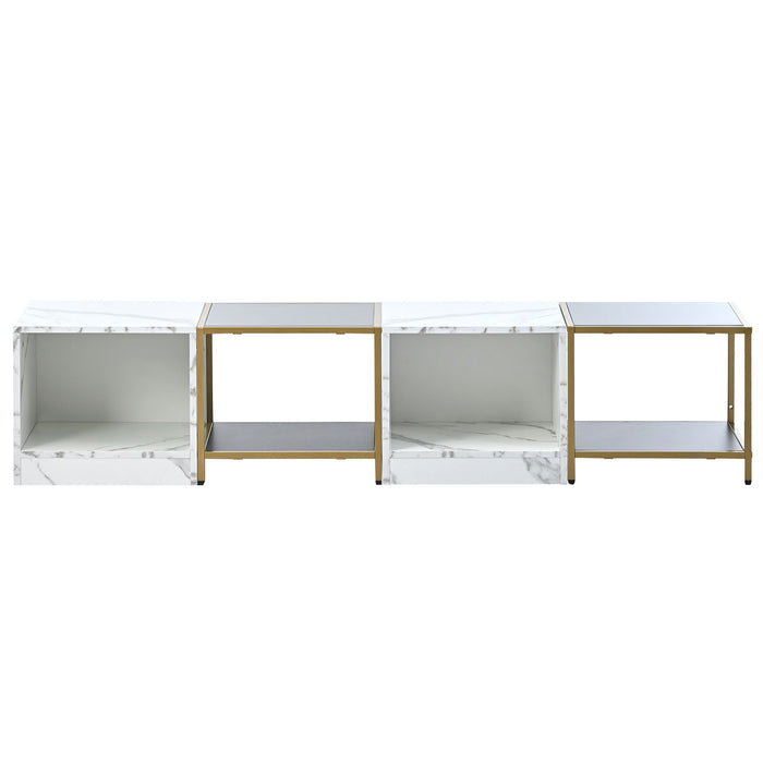 2-layer Modern Coffee Table with Metal Frame