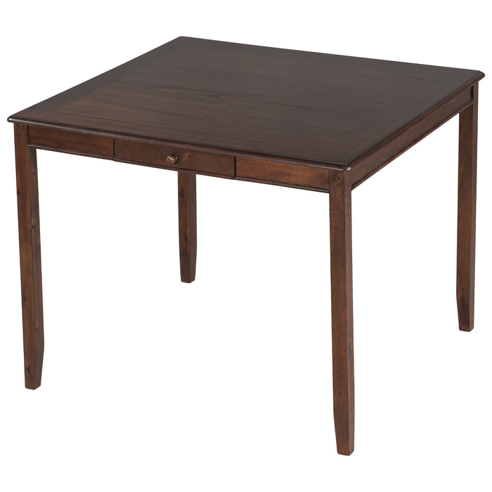 6-Piece Wood Dining Table Set with Storage Drawer - Walnut