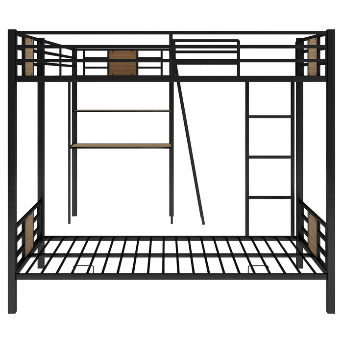 L-Shaped Twin over Twin Bunk Bed with Twin Size Loft Bed - Brown