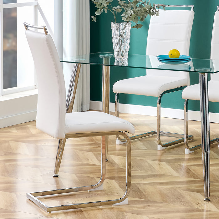 Modern Dining Chairs (Set of 2) ( White+PU)