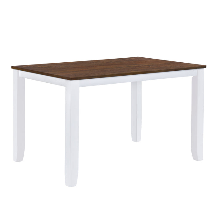 5-Piece Rustic Minimalist Wood  Dining Table Set - White