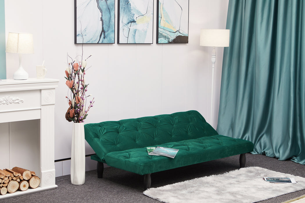 Green Velvet Sofa Bed - Green