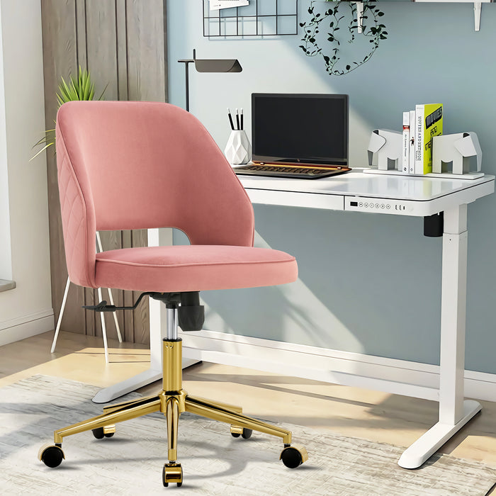 Modern Velvet Office Chairs, Adjustable 360 °Swivel Chair - Pink