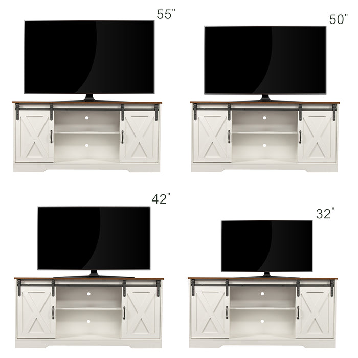 TV Stand Sliding Barn Door Modern & Farmhouse Wood Entertainment Center