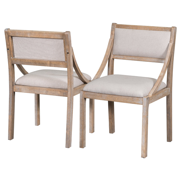 Retro Wood Dining Chairs Set of 2 (Natural Wood Wash)