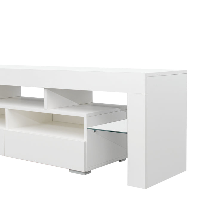 TV Stand Cabinet with 2 Drawers & 20-color RGB LED lights - White