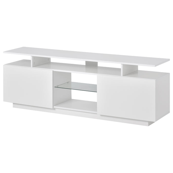 Modern TV Stand for TVs up to 65inches with LED lights, 16 Colors - White