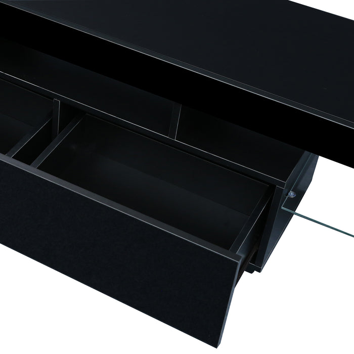 Modern Black TV Stand, w/Remote Control Lights